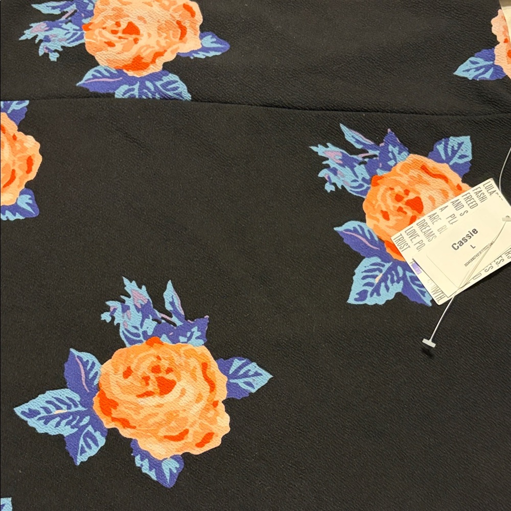 LuLaRoe Black Pencil Skirt with Orange Floral Design